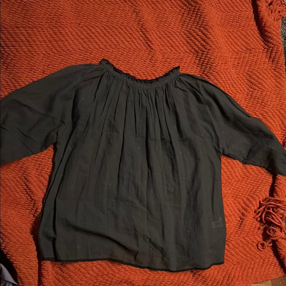 Blue Dolman Sleeve Blouse with 3/4 Sleeves 100% Handloom Cotton